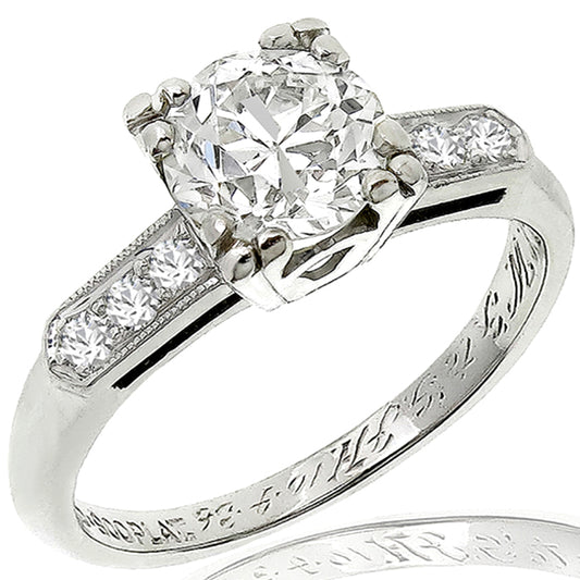 Estate Antique 1920s 1.00ct Old Mine Cut Diamond Platinum Engagement Ring