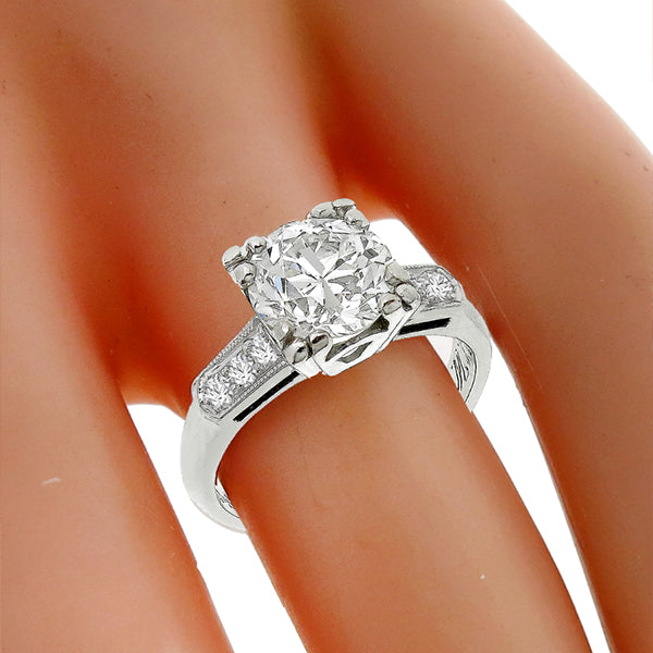 Estate Antique 1920s 1.00ct Old Mine Cut Diamond Platinum Engagement Ring