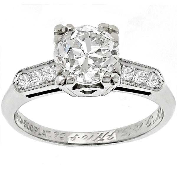 Estate Antique 1920s 1.00ct Old Mine Cut Diamond Platinum Engagement Ring