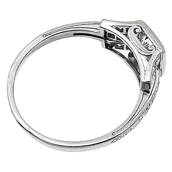 Estate Antique Art Deco 0.55ct Round Brilliant Diamond Platinum Engagement Ring