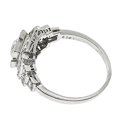 Estate Antique Art Deco 0.77ct Old Mine Cut Diamond Platinum Engagement Ring