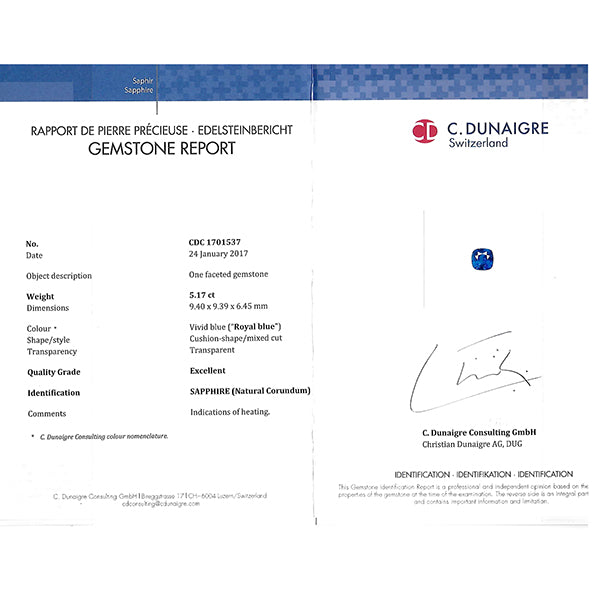 Cushion Cut Ceylon Sapphire Bullet & Trapezoid Diamond Platinum Engagement Ring