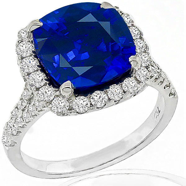 5.88ct Certified Ceylon Sapphire Diamond Gold Engagement Ring