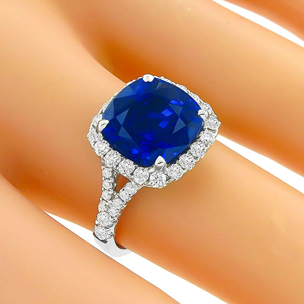 5.88ct Certified Ceylon Sapphire Diamond Gold Engagement Ring