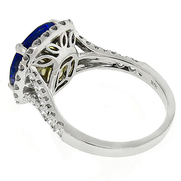 5.88ct Certified Ceylon Sapphire Diamond Gold Engagement Ring