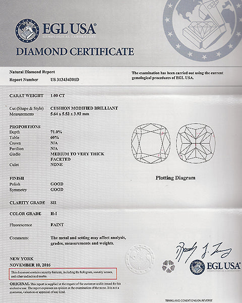 Estate EGL 1.00ct Diamond Engagement Ring