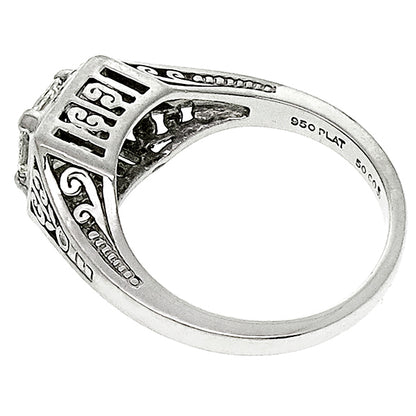 Estate Edwardian Style 1.00ct Radiant Cut Diamond Platinum Engagement Ring