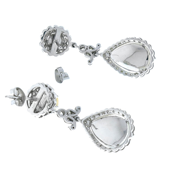 Estate Edwardian Style Cabochon 7.46ct Opal and Diamond 18 Karat Gold Pendant