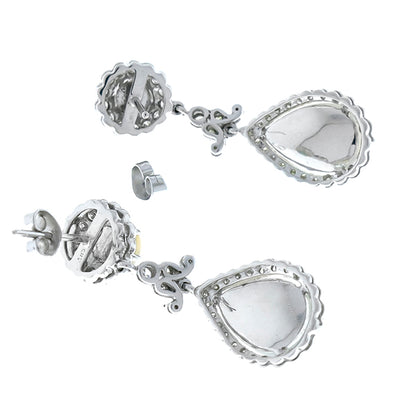 Estate Edwardian Style Cabochon 7.46ct Opal and Diamond 18 Karat Gold Pendant