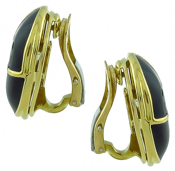 Estate Enamel 1.00ct Diamond Earrings