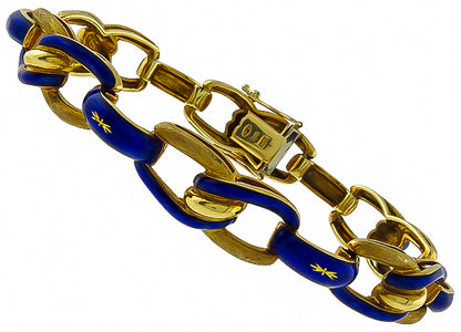 Estate Enamel Gold Bracelet