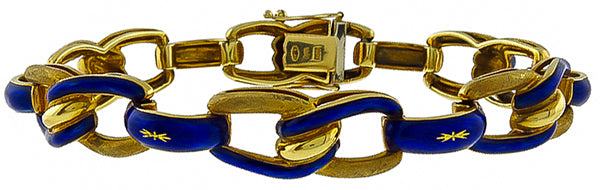 Estate Enamel Gold Bracelet