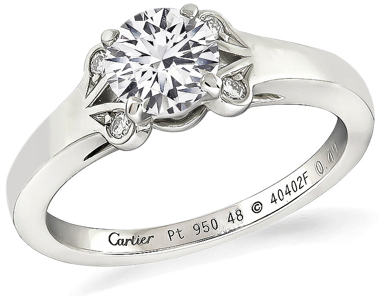 Estate GIA Certified 0.49ct Diamond Cartier Engagement Ring