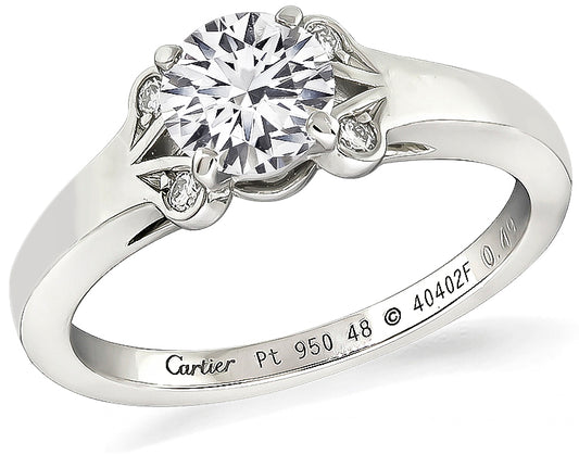 Estate GIA Certified 0.49ct Diamond Cartier Engagement Ring