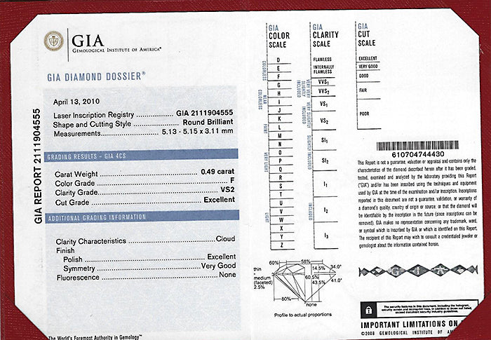 Estate GIA Certified 0.49ct Diamond Cartier Engagement Ring