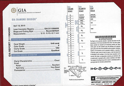 Estate GIA Certified 0.49ct Diamond Cartier Engagement Ring