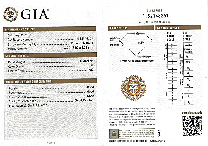 Estate GIA Certified 0.50ct Diamond Engagement Ring