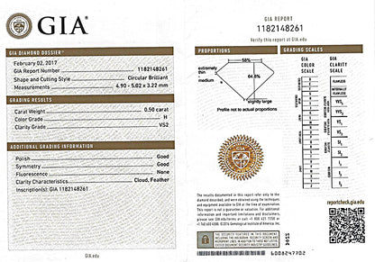 Estate GIA Certified 0.50ct Diamond Engagement Ring