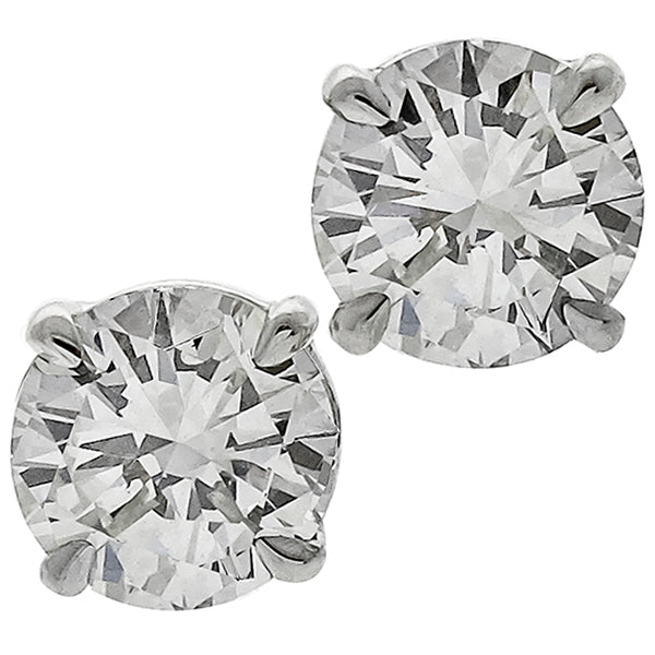 GIA 0.55ct & 0.54ct Round Brilliant  Diamond 14k White Gold  Stud Earrings
