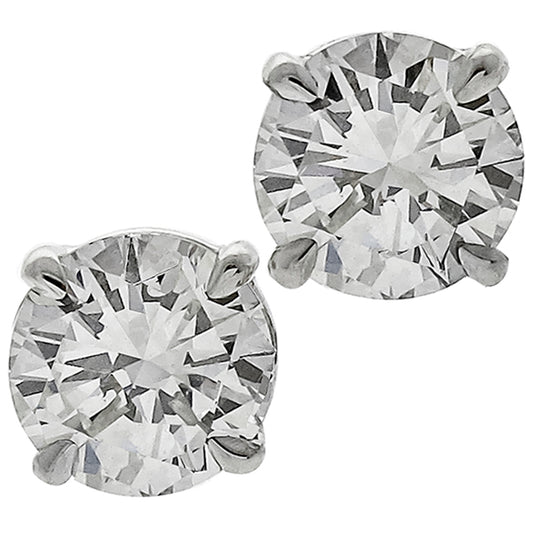 GIA 0.55ct & 0.54ct Round Brilliant  Diamond 14k White Gold  Stud Earrings