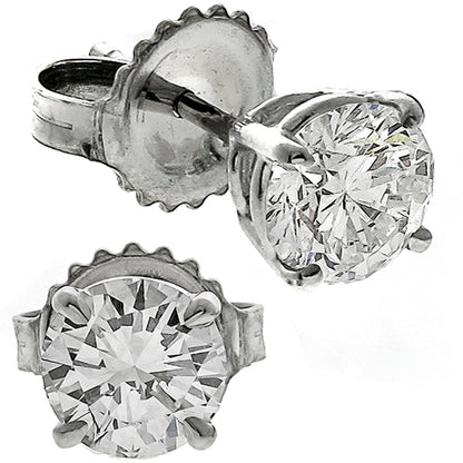 GIA 0.55ct & 0.54ct Round Brilliant  Diamond 14k White Gold  Stud Earrings