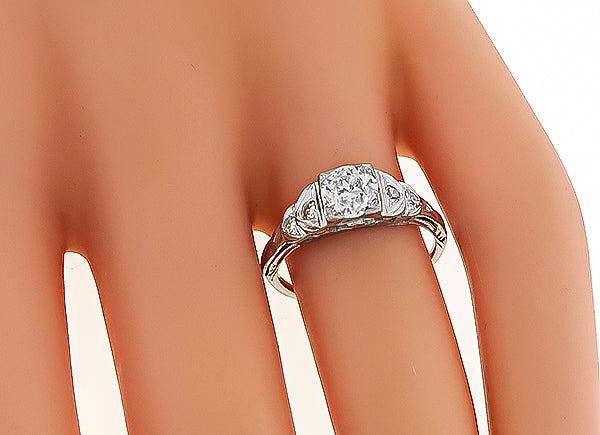 Estate GIA Certified 0.73ct Diamond Engagement Ring