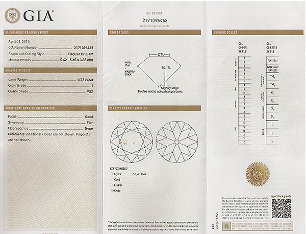 Estate GIA Certified 0.73ct Diamond Engagement Ring