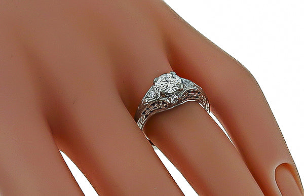 Estate GIA Certified 0.77ct Diamond Engagement Ring