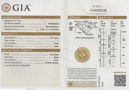 Estate GIA Certified 0.77ct Diamond Engagement Ring