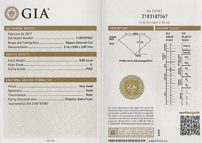 Estate GIA Certified 0.90ct Diamond Engagement Ring