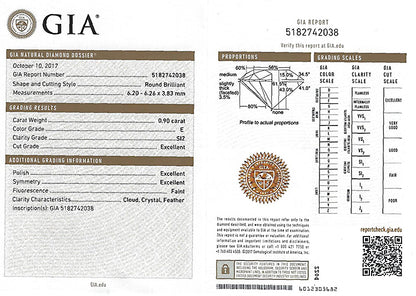 Estate GIA Certified 0.90ct Diamond Engagement Ring