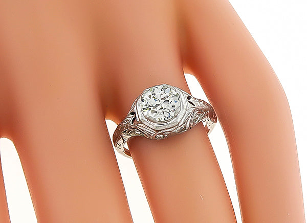 Estate GIA Certified 0.99ct Diamond Engagement Ring