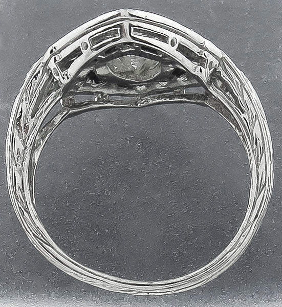 Estate GIA Certified 1.01ct Diamond Onyx Engagement Ring