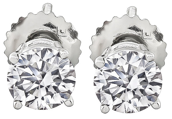 Estate GIA Certified 1.05cttw Diamond Stud Earrings