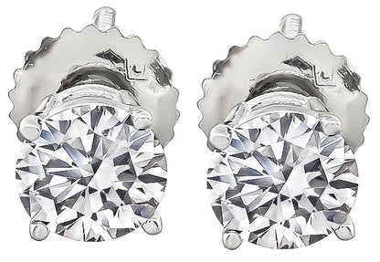 Estate GIA Certified 1.05cttw Diamond Stud Earrings