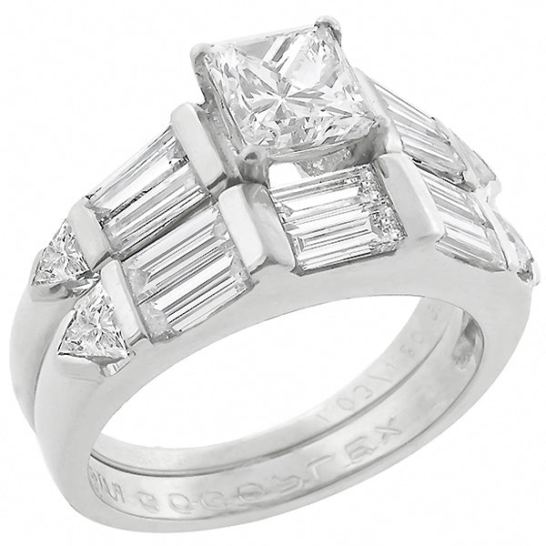 Estate GIA Certified 1.22ct Diamond Engagement Ring and Wedding Band Set