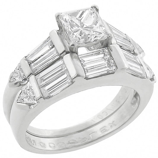 Estate GIA Certified 1.22ct Diamond Engagement Ring and Wedding Band Set