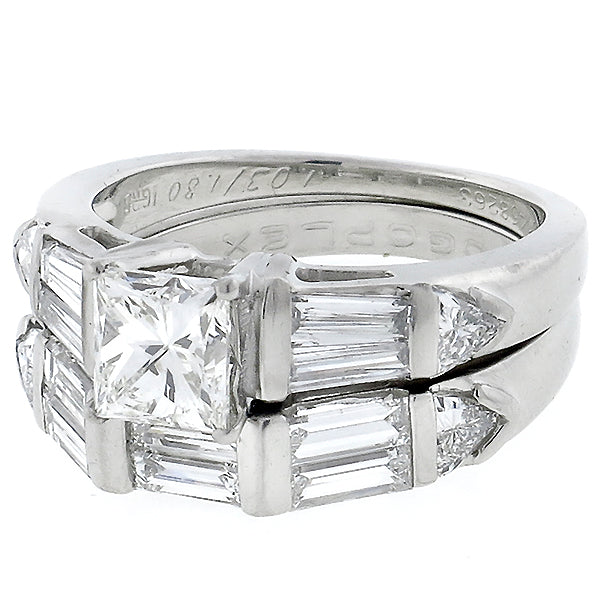 Estate GIA Certified 1.22ct Diamond Engagement Ring and Wedding Band Set