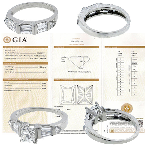 Estate GIA Certified 1.22ct Diamond Engagement Ring and Wedding Band Set