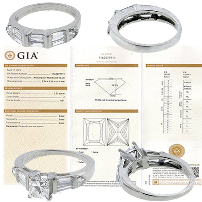 Estate GIA Certified 1.22ct Diamond Engagement Ring and Wedding Band Set