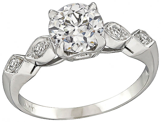 Estate GIA Certified 1.46ct Diamond Engagement Ring