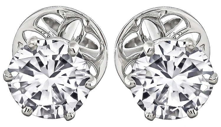 Estate GIA Certified 2.08cttw Diamond Stud Earrings
