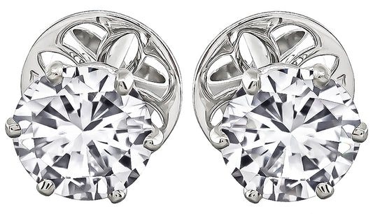 Estate GIA Certified 2.08cttw Diamond Stud Earrings