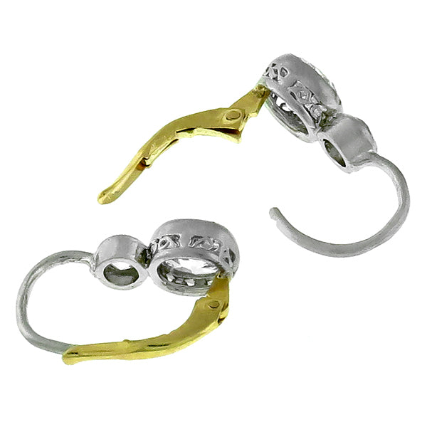 Antique Cushion Cut Diamond 2.02 Carat Platinum Earrings