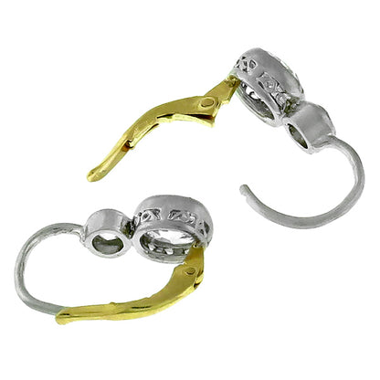 Antique Cushion Cut Diamond 2.02 Carat Platinum Earrings