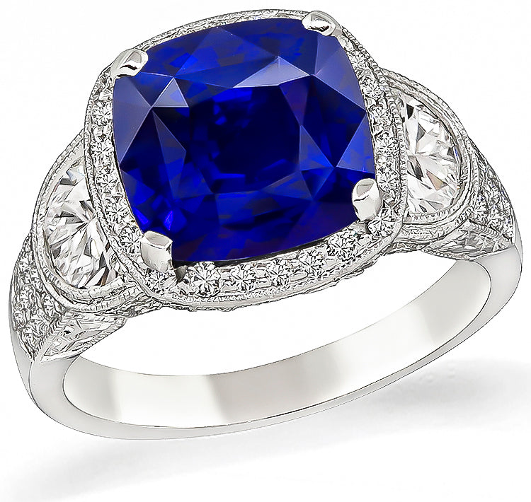 Estate JB Star  GAL Certified 5.79ct Sapphire 1.70ct Diamond Engagement Ring