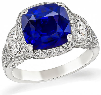 Estate JB Star  GAL Certified 5.79ct Sapphire 1.70ct Diamond Engagement Ring