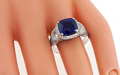 Estate JB Star  GAL Certified 5.79ct Sapphire 1.70ct Diamond Engagement Ring