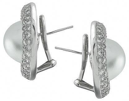 Estate Mabe Pearl 3.00ct Diamond Earrings