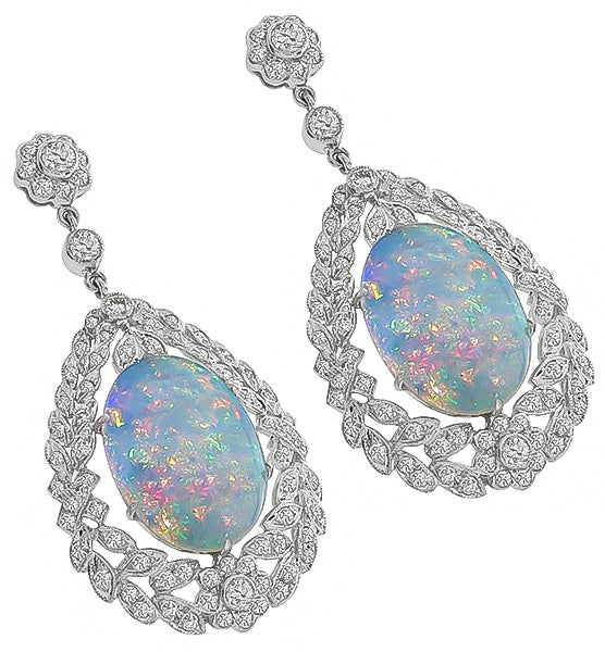 Estate Opal 3.00ct Diamond Earrings